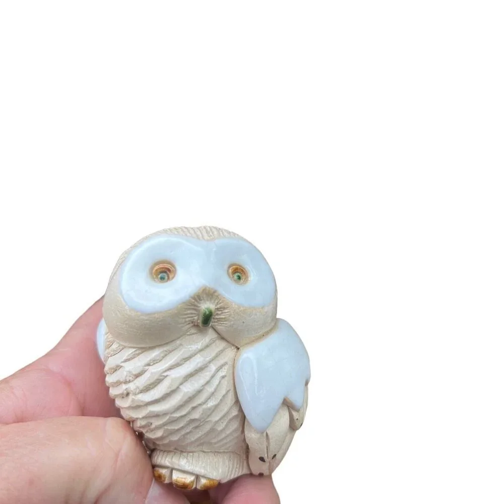 Vintage Artesania Rinconada Snowy Owl Pottery Figurine Uruguay Folk Art 3” - Picture 6 of 9